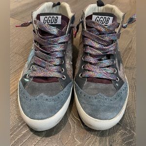 Multi sparkle , grey patent and suede mid star Golden Goose